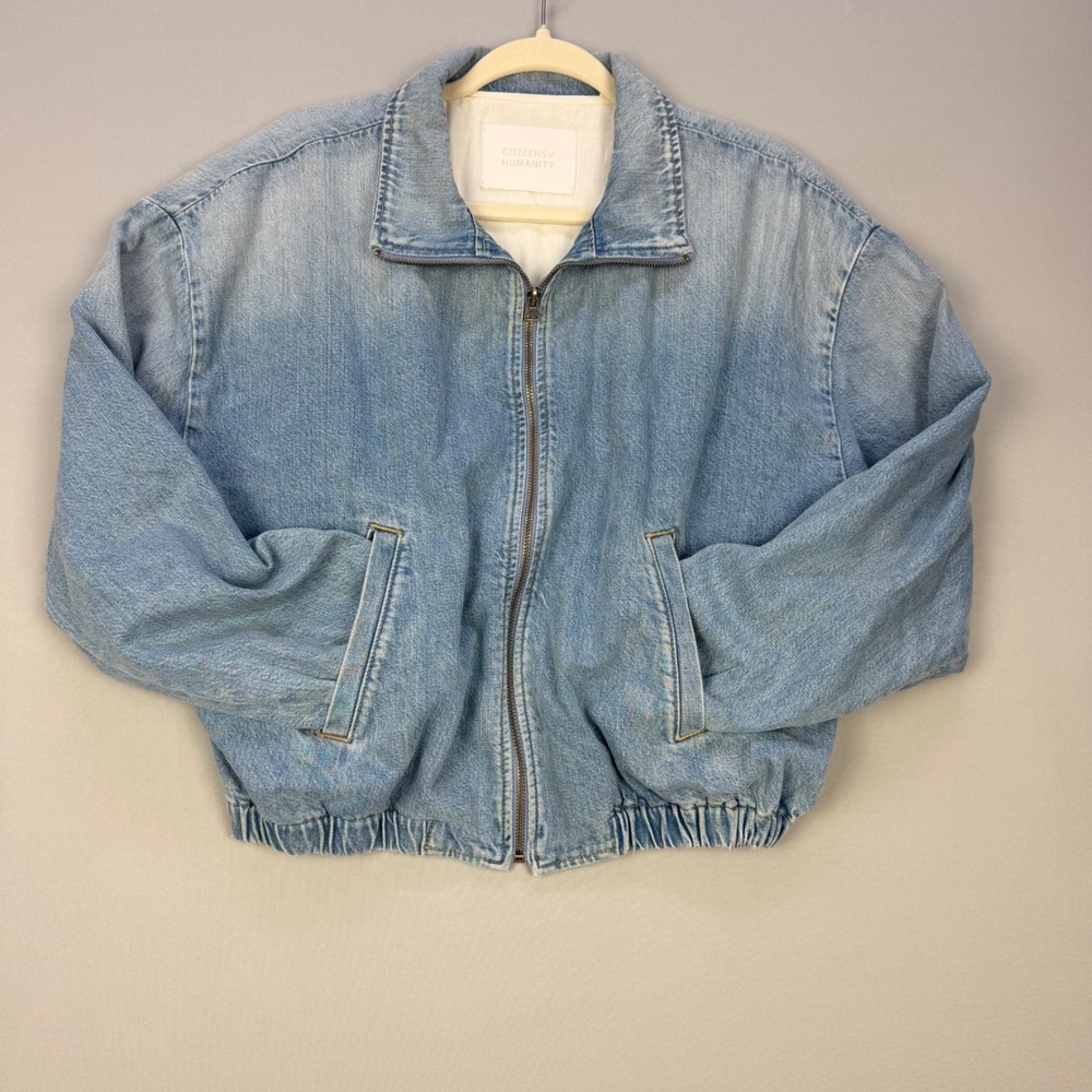 Citizens of Humanity Bubble Denim Bomber Jacket EUC Made in USA Size Medium